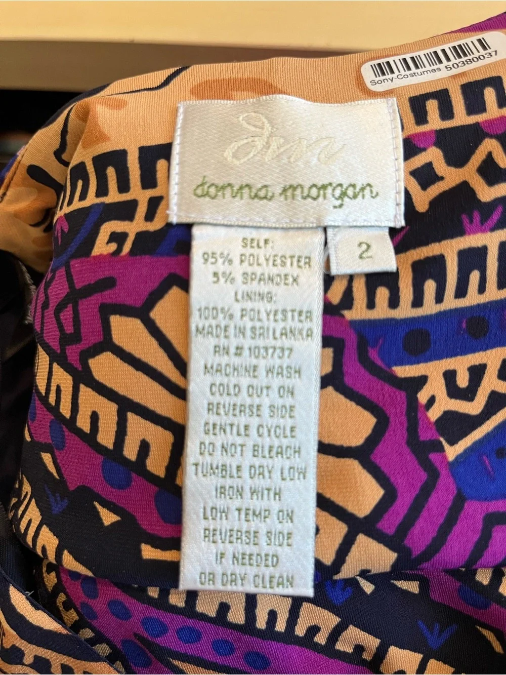 Donna Morgan Purple Paisley Wrap-Style Long Sleeve Dress